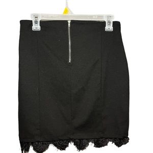 Black Zipper  Back Mini Skirt with lace on the bottom
